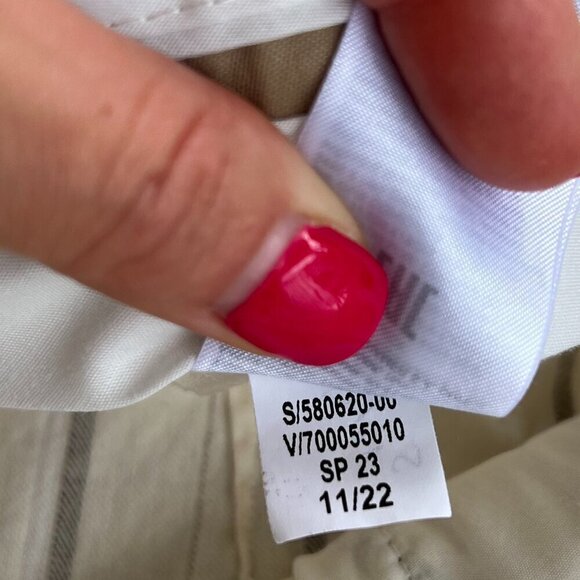 Banana Republic Alva Linen Cotton Wide Leg High Waist Pant Size 14 White Striped - Picture 13 of 15